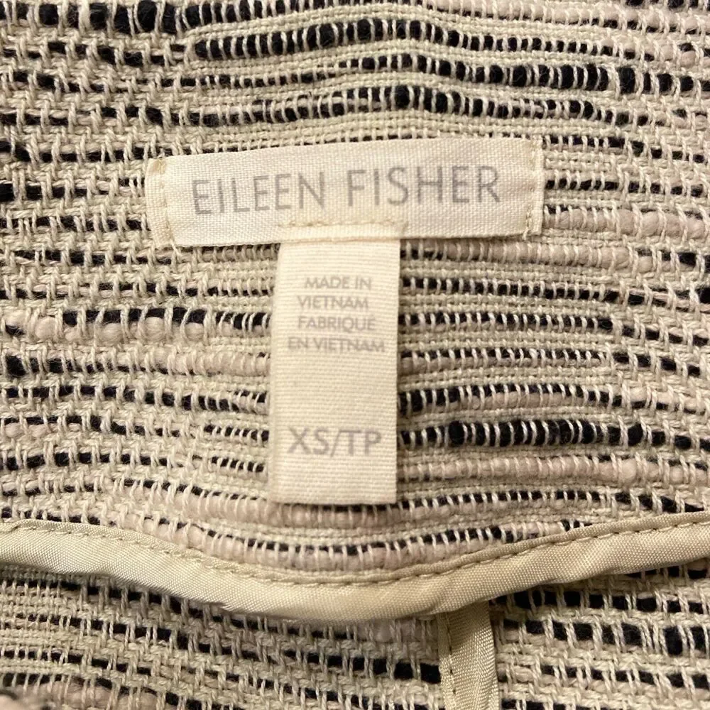 Eileen Fisher‎ Size XS Open Cardigan Jacket Cotton Natural Woven Crop